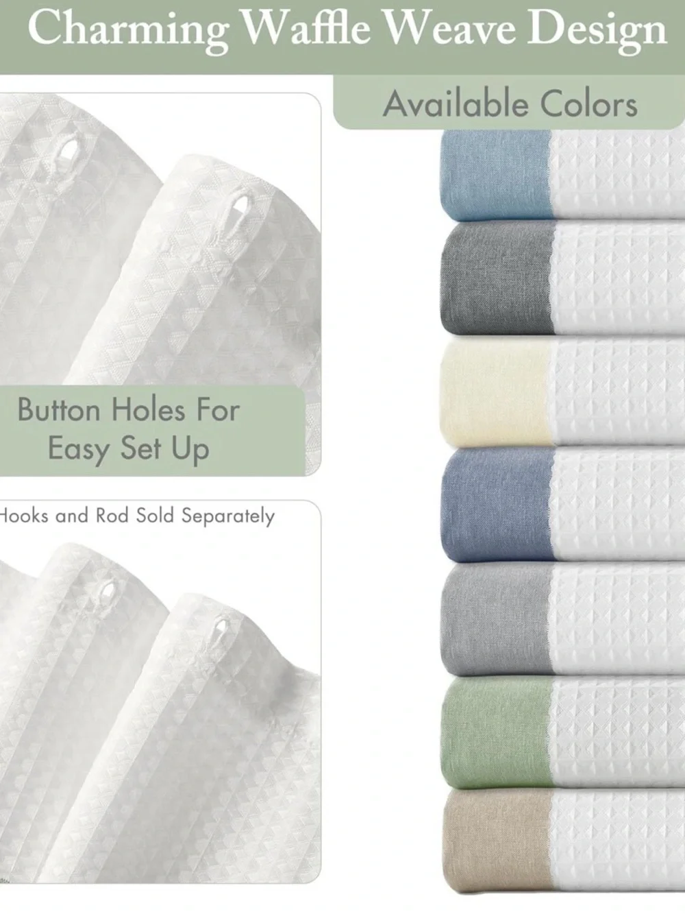 NWT Madison Park Striped Sage Green and White Shower Curtain 72